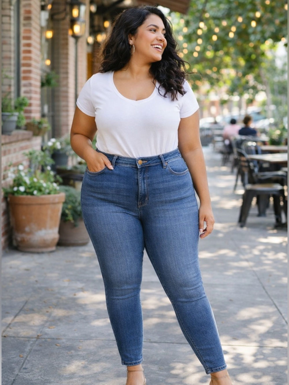 True Craft Blue Skinny Jeans Size 18 High Rise Stretch Denim Classic Fit